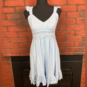 Sincerely Jules Baby Blue Sweetheart Neck Wide Flutter Straps Mini Dress Size S